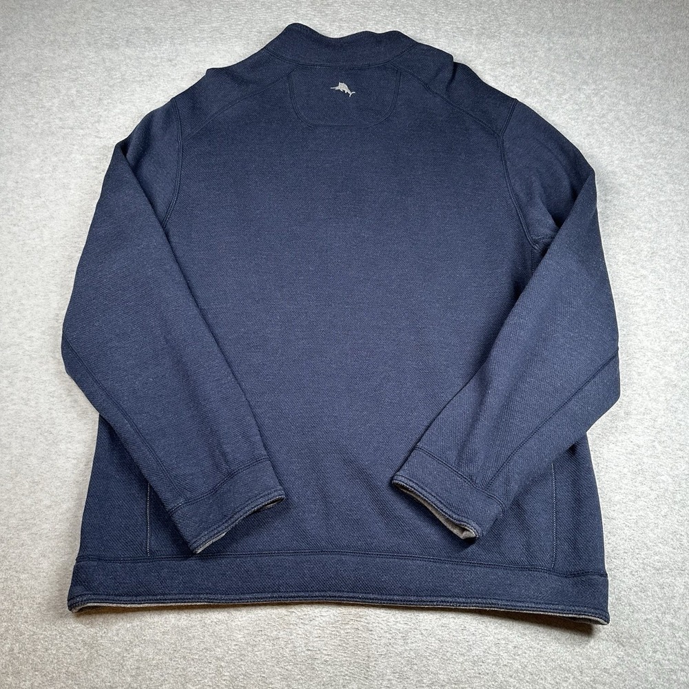 Tommy Bahama Gray Navy 1/4 Zip Pullover Reversible Sweater Men XL‎ Knit NOTE - Picture 5 of 7